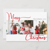 Red Script Merry Christmas Year In Review 3 Photo シーズンカード (正面)