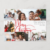 Red Script Merry Christmas Year In Review 6 Photo シーズンポストカード (正面)