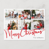Red Script Merry Christmas Year In Review 6 Photo シーズンポストカード (正面)