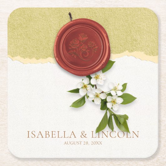 Red Seal Wedding Paper Coaster スクエアペーパーコースター (正面)