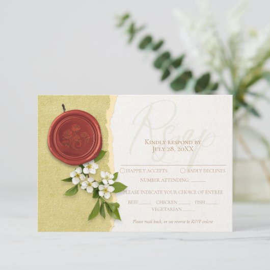 Red Seal Wedding Response Card 出欠カード (スタンド正面)