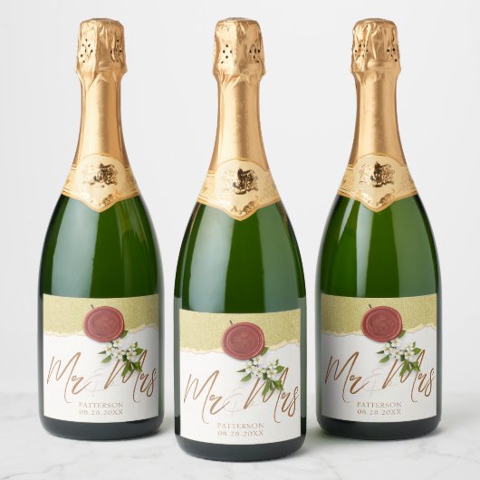 Red Seal Wedding Wine Label Sparkling Wine Label スパークリングワインラベル (ボトル)