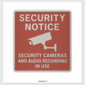 Red Security Notice Sign – Surveillance Cameras  シール (シート)