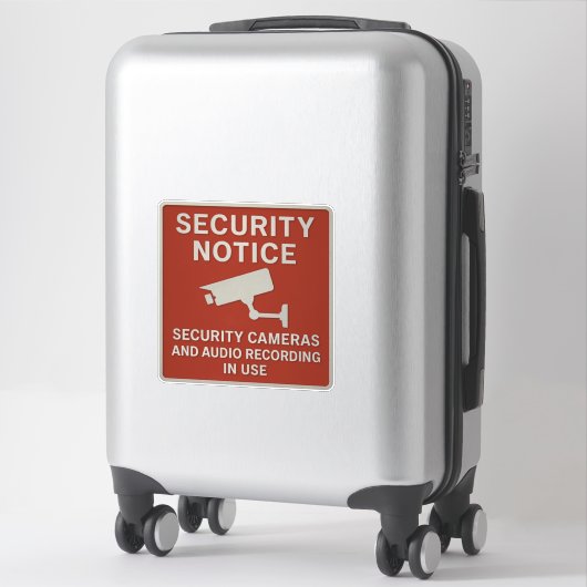 Red Security Notice Sign – Surveillance Cameras  シール (スーツケース)