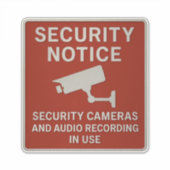 Red Security Notice Sign – Surveillance Cameras  シール (正面)