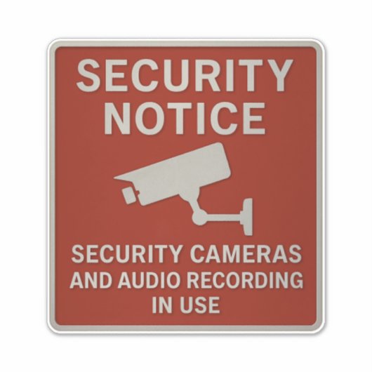 Red Security Notice Sign – Surveillance Cameras  シール (正面)