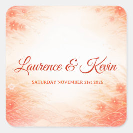 Red Seigaiha – Japanese Wedding Collection スクエアシール