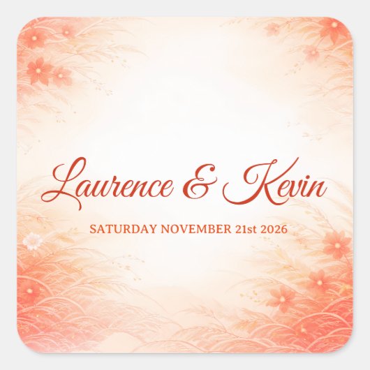 Red Seigaiha – Japanese Wedding Collection スクエアシール (正面)