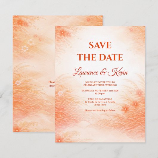 Red Seigaiha – Japanese Wedding Collection セーブザデート (正面/裏面)