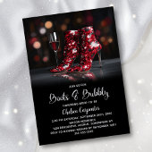 Red Sequin Boots and Bubbly Bridal Shower 招待状
