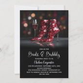 Red Sequin Boots and Bubbly Bridal Shower 招待状 (正面)