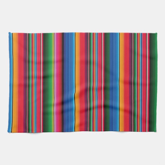 Red Serape Saltillo traditional mexican blanket キッチンタオル (横)
