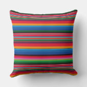 Red serape saltillo traditional mexican blanket クッション (裏面)