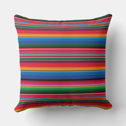 Red serape saltillo traditional mexican blanket クッション (裏面)