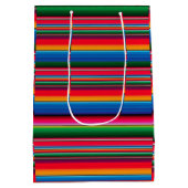 Red Serape Saltillo traditional mexican blanket Le ミディアムペーパーバッグ (裏面)