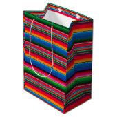 Red Serape Saltillo traditional mexican blanket Le ミディアムペーパーバッグ (裏面アングル)