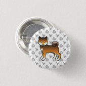 Red Sesame Shiba Inu Cute Cartoon Dog & Paws 缶バッジ (正面&裏面)