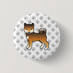 Red Sesame Shiba Inu Cute Cartoon Dog & Paws 缶バッジ