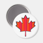 Red Shades ストライプの Canada Maple Leafテクスチャルック マグネット (正面/裏面)