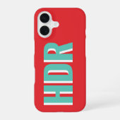 Red Shades Shadow Monogram pattern with Name retro iPhone 16ケース (裏面)