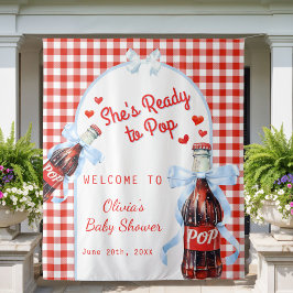 Red She's Ready to Pop Baby Shower Backdrop タペストリー