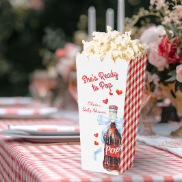 Red She's Ready to Pop Baby Shower Pop Corn フェイバーボックス