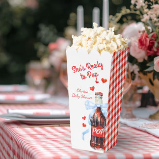 Red She's Ready to Pop Baby Shower Pop Corn フェイバーボックス