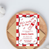 Red She's Ready to Pop cola Soda Baby shower  招待状