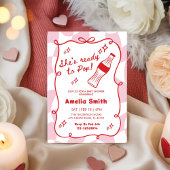 Red She's Ready to Pop cola Soda Baby shower  招待状