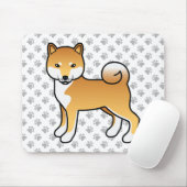 Red Shiba Inu Cute Cartoon Dog & Paws マウスパッド (マウス)