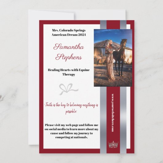 Red Shine Autograph Card for Pageants 招待状 (裏面)