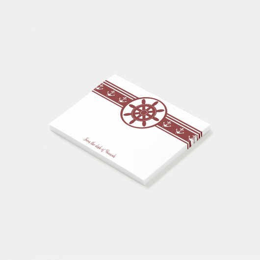 Red Ships Wheelノートパーソナライズされた ポストイット (アングル)