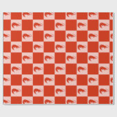 Red Shrimp Checkerboard Pattern Seafood Food ラッピングペーパー (フラット)