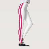 Red Side Stripe White Leggings Choose Your Colors レギンス (右)