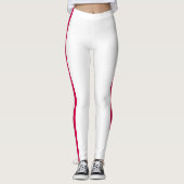 Red Side Stripe White Leggings Choose Your Colors レギンス (正面)