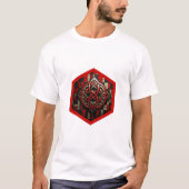 Red & Silver Celtic Knot In A Six Sided Red Frame Tシャツ (正面)