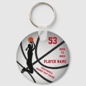 Red Silver Cheap Gift Ideas for Basketball Players キーホルダー (正面)