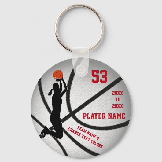 Red Silver Cheap Gift Ideas for Basketball Players キーホルダー (正面)