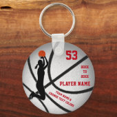 Red Silver Cheap Gift Ideas for Basketball Players キーホルダー (正面)
