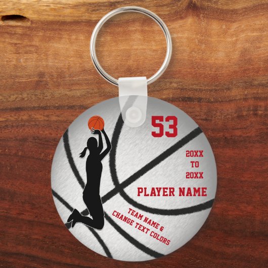 Red Silver Cheap Gift Ideas for Basketball Players キーホルダー (正面)