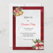 Red Silver Elegant Modern Christmas Party 招待状 (正面)
