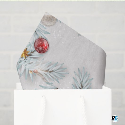 Red & Silver Floral Christmas & New Year Daily Use 薄葉紙