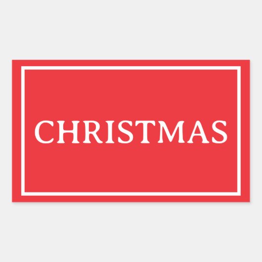 Red Simple Christmas Word 長方形シール (正面)