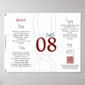 Red Simple Modern Tri-Fold Wedding Menu ポスター (正面)