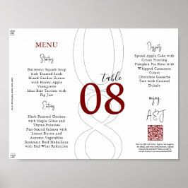Red Simple Modern Tri-Fold Wedding Menu ポスター