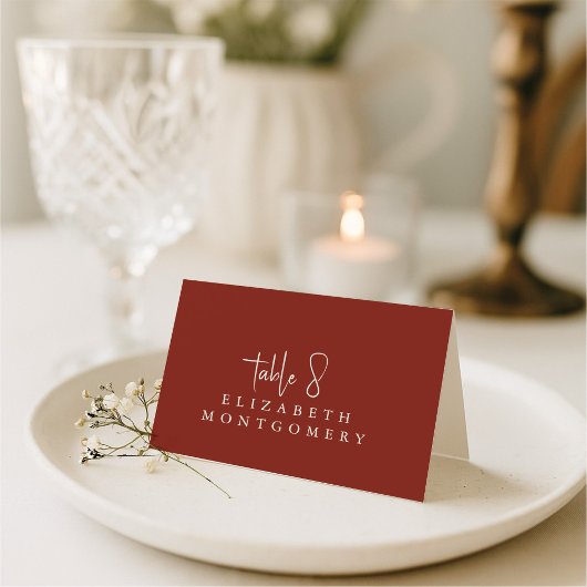 Red Simple Modern Wedding Calligraphy テーブルナンバー