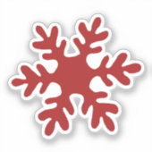Red Simple Snowflake Christmas シール (正面)