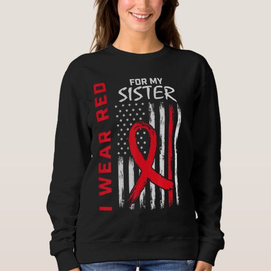 Red Sister Heart Disease Awareness USA Flag Matchi スウェットシャツ (正面)