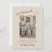 Red Sketch Ribbon Crescent Moon Photo Eid Mubarak  シーズンカード (正面)