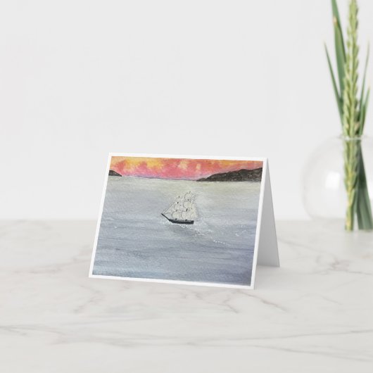 Red Skies At Night Sailors Delight Greeting Card カード (正面)